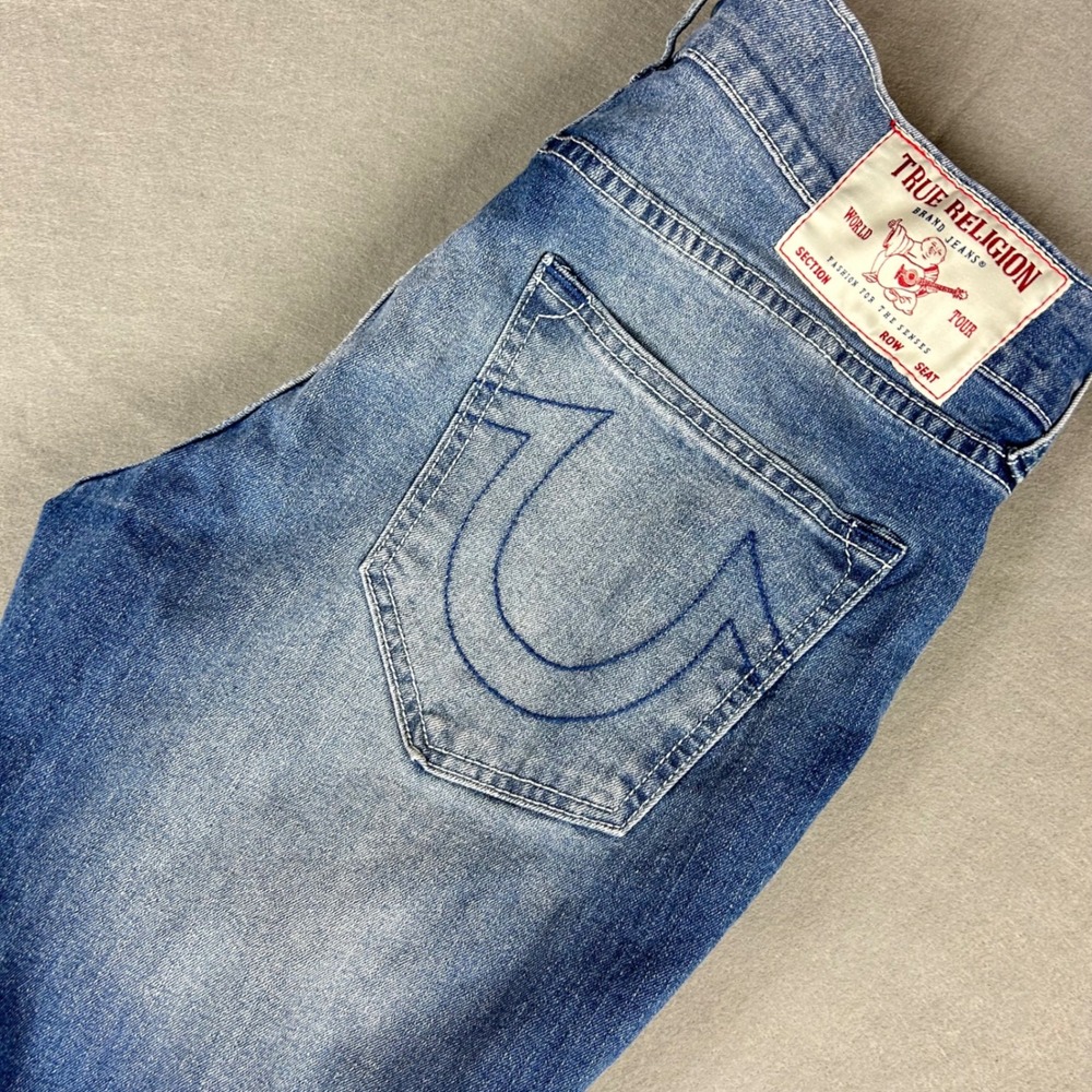 True Religion Geno Jeans Mens 32 (34x31) Blue Relaxed Slim Fit Medium Wash Denim